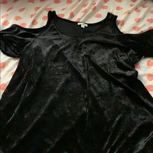 Charming charlie velvet cold shoulder shirt